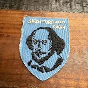 Stratford Upon Avon Shakespeare Embroidered Patch Blue Shield Souvenir 60s 70s
